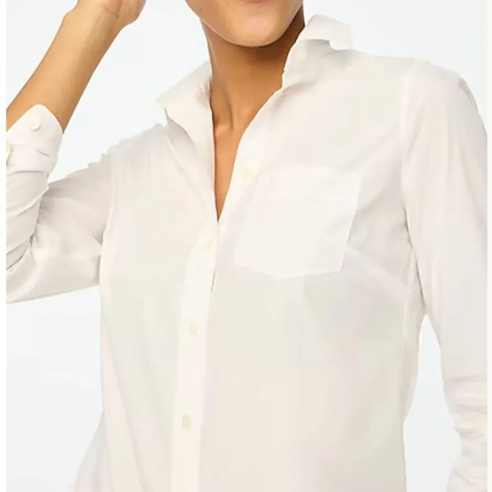 J. Crew Factory White Button-up cotton poplin shirt in signature fit NWT